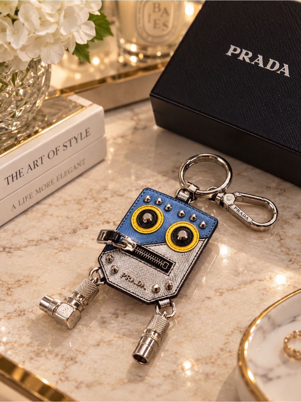 Prada Robot Saffiano Leather Keychain Bag Charm NWT + Box & COA